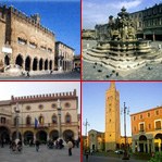 Le piazze centrali delle quattro città romagnole in cui si sono insediati i poli