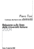 Copertina di L'università per il paese - Relazione sullo stato dell'Università - 2004