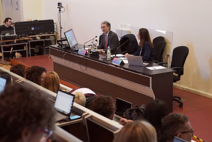 Il Rettore Giovanni Molari all'apertura dell'InfoDay nazionale Erasmus+