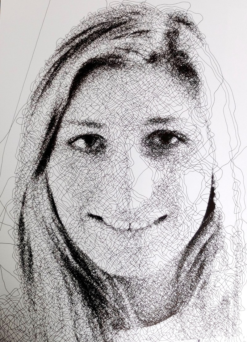 Caravaggio elabora e ricrea qualunque immagine, disegnandola su carta con un unico, singolo, lunghissimo tratto