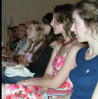 Alcuni degli studenti in Aula Prodi per l'inaugurazione della Summer school d'italiano