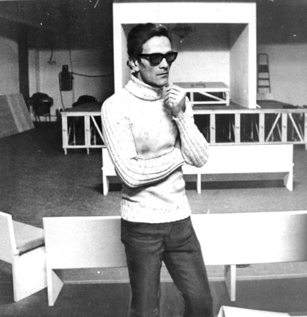 Pasolini durante le prove di Orgia, 1968