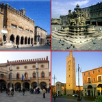 Le piazze principali delle città che ospitano i poli romagnoli