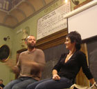 Fabio Volo con Giovanna Cosenza nell'Aula Magna del Ciamician